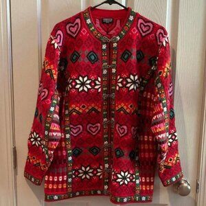 ✨ Vrikke of Norway 100% Wool Black Red Cardigan Medium | Irene Haugland Zahl